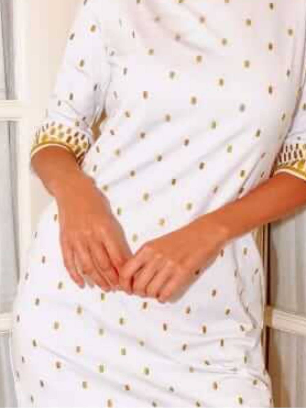 Gretchen Scott Rocket Girl white with gold embroidered Trim M like new - Picture 8 of 14